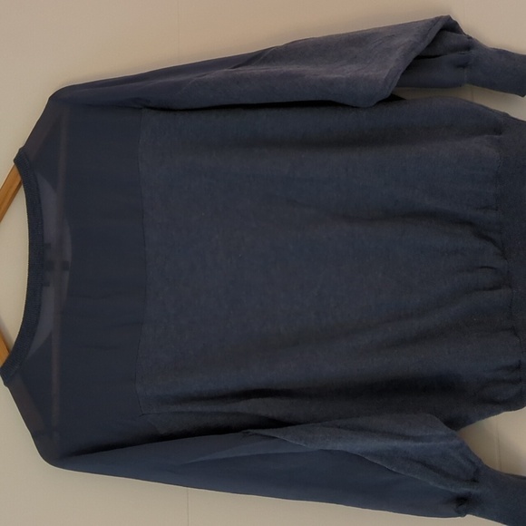 Eileen Fisher Petite Cotton Silk blend Sheer Sleeves Closet Staple Pullover - Picture 6 of 11